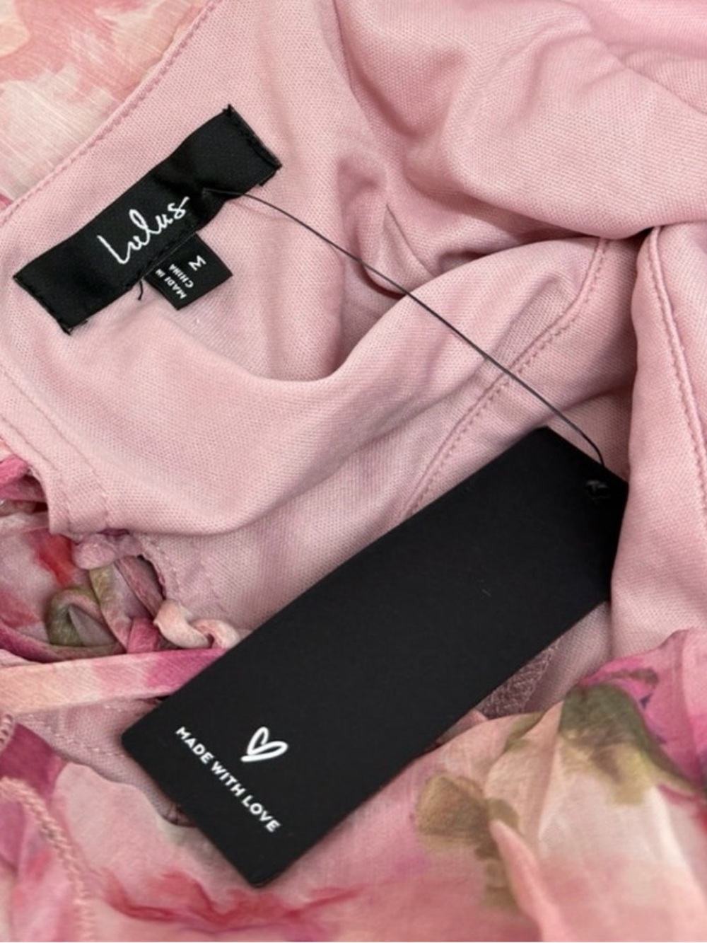 Lulu's Pink Floral Spaghetti-Strap Maxi Dress with Slit - Picture 4 of 4